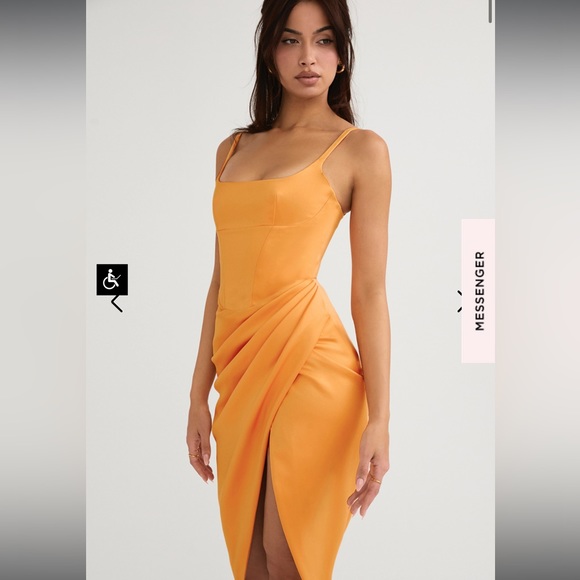 HOUSE OF CB BIANCA New Tangerine Orange Satin Corset Midi Dress XS Regular Cup - Picture 2 of 10